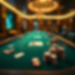 Casino table with cards and chips