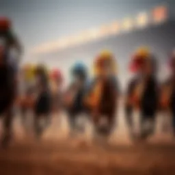 A thrilling horse race in action showcasing the intensity of competition