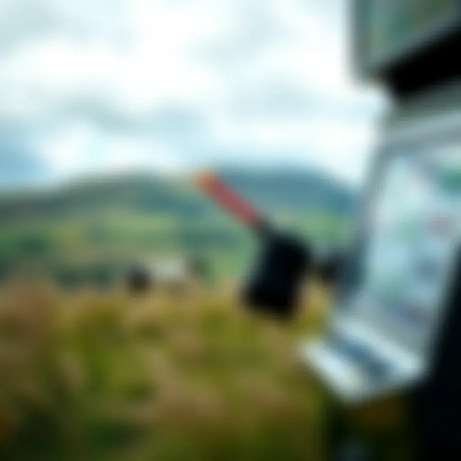 A scenic view of an Irish landscape with a slot machine in the foreground