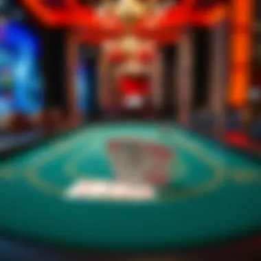 Virtual Blackjack Experience A virtual blackjack table with cards face up, showcasing a high-stakes game.