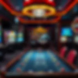 Virtual casino environment showcasing various games